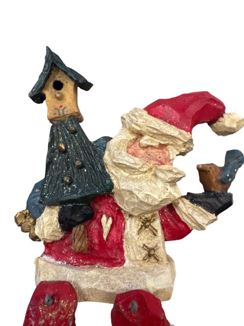Kurt S Adler Snowtown Sitting Santa With Bird Dangling Legs Shelf Sitter w/Box - Picture 6 of 14